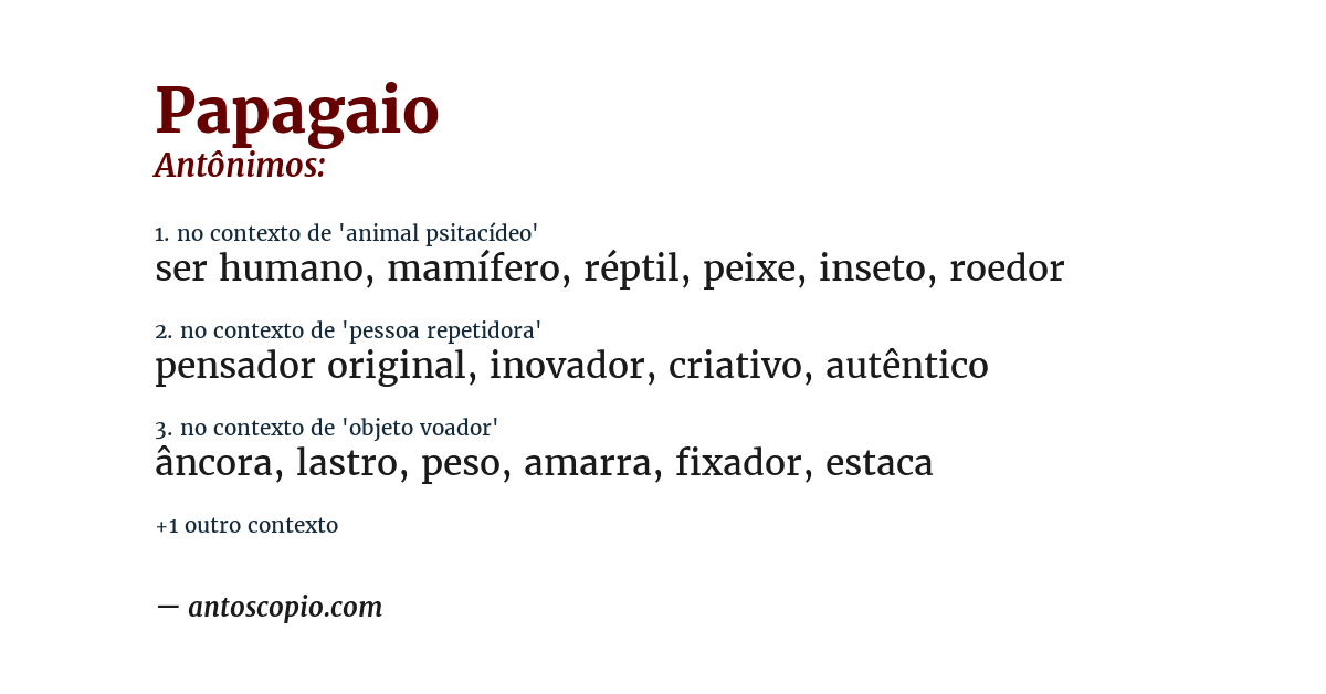 Antônimo de papagaio