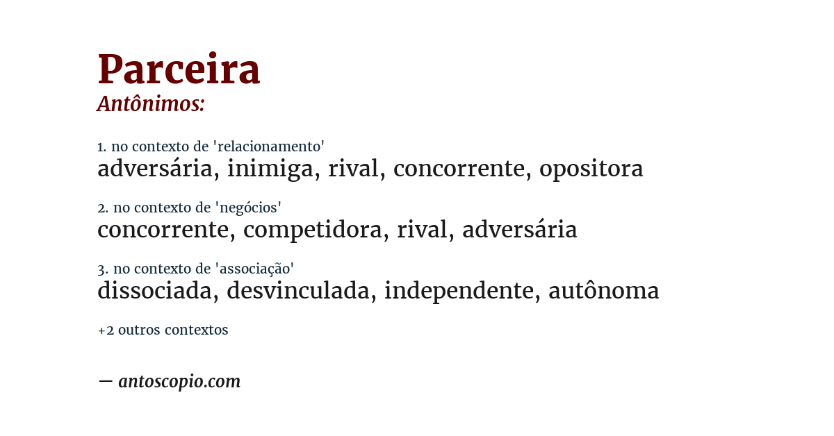 Antônimo de parceira