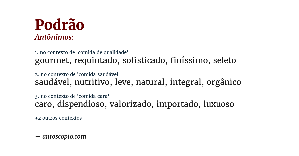 Antônimo de podrão