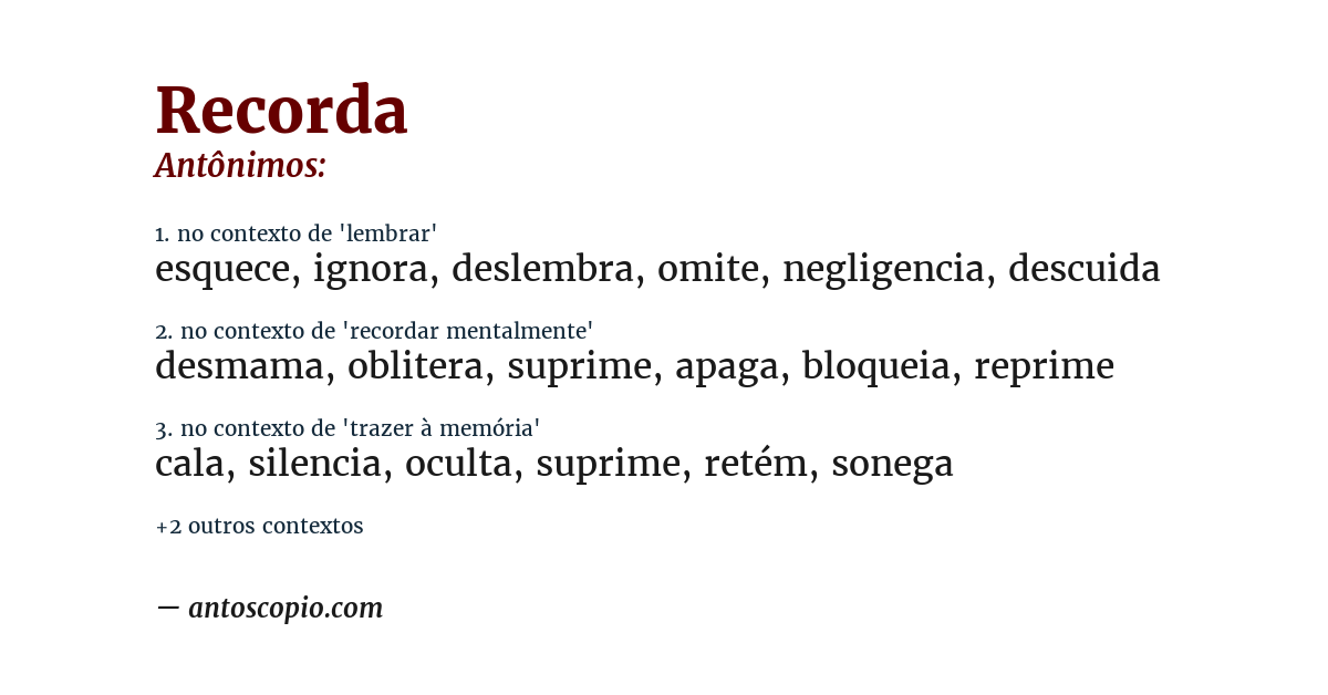 Antônimo de recorda