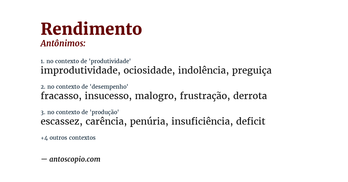 Antônimo de rendimento