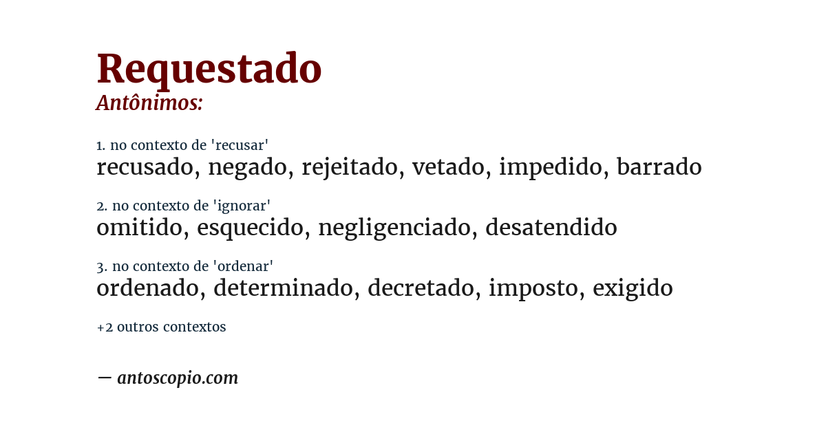 Antônimo de requestado
