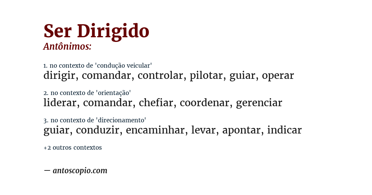 Antônimo de ser dirigido
