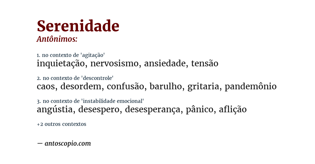 Antônimo de serenidade