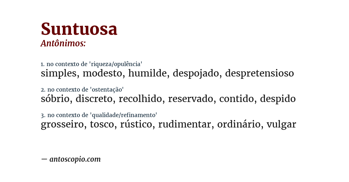 Antônimo de suntuosa