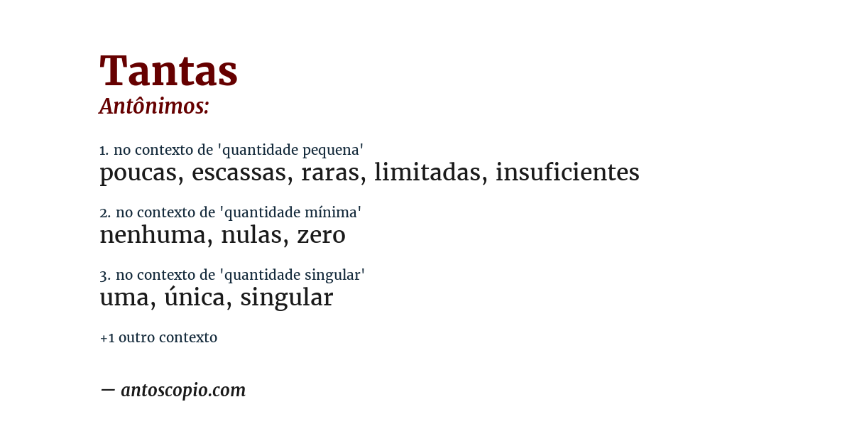 Antônimo de tantas