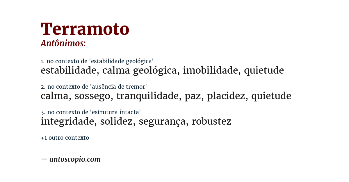 Antônimo de terramoto