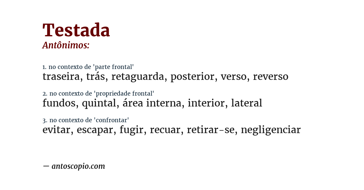 Antônimo de testada