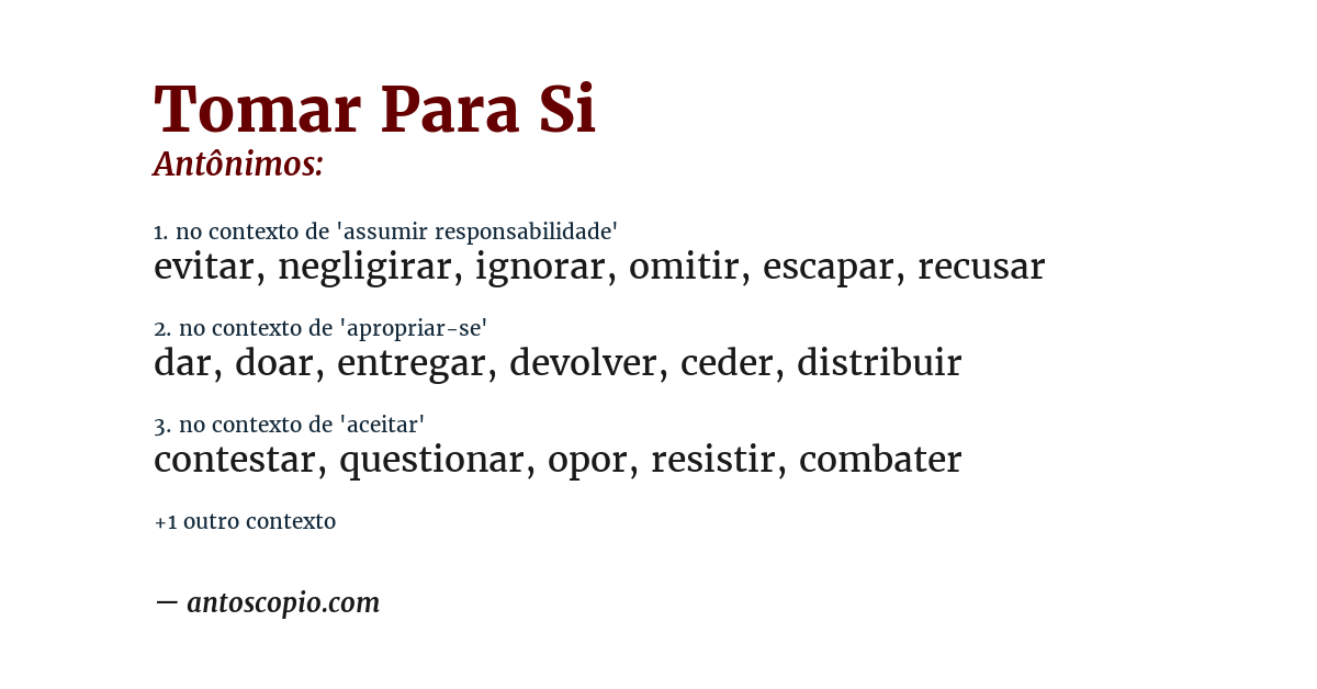 Antônimo de tomar para si