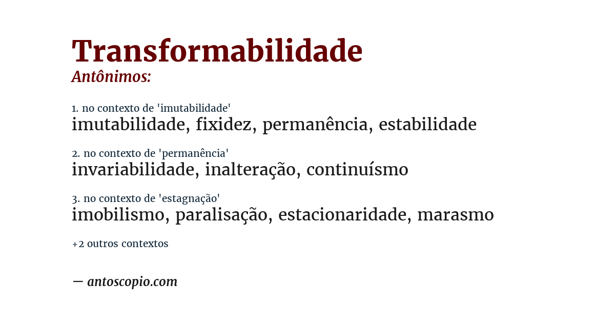 Antônimo de transformabilidade