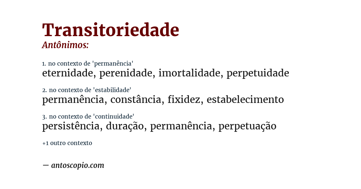 Antônimo de transitoriedade