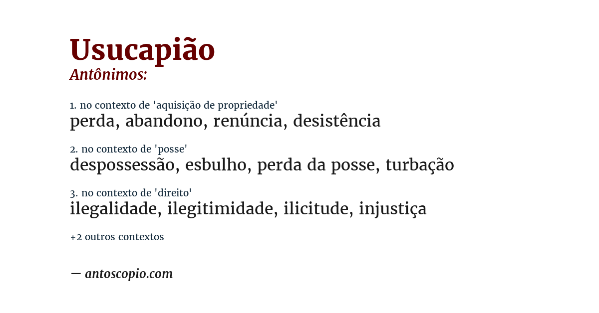 Antônimo de usucapião