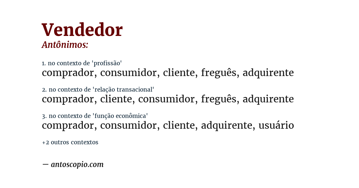 Antônimo de vendedor