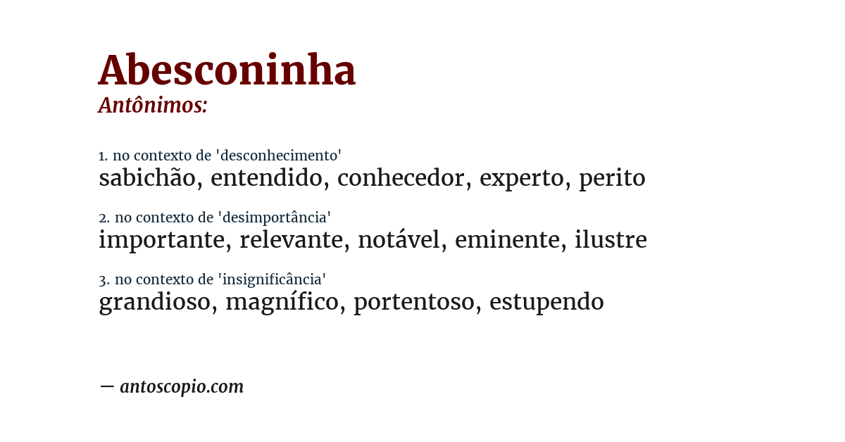 Antônimo de abesconinha