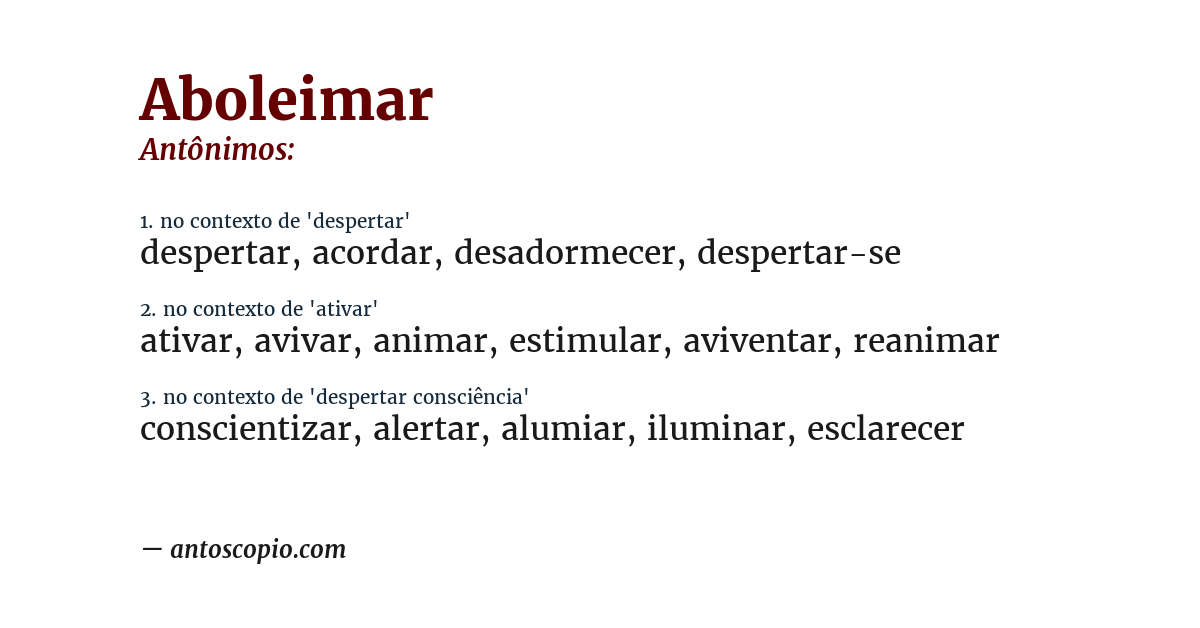 Antônimo de aboleimar