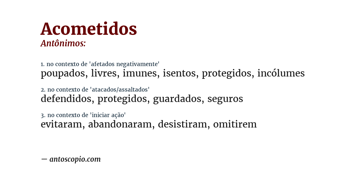 Antônimo de acometidos