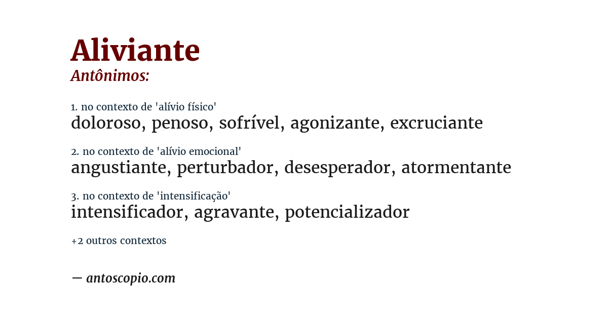 Antônimo de aliviante