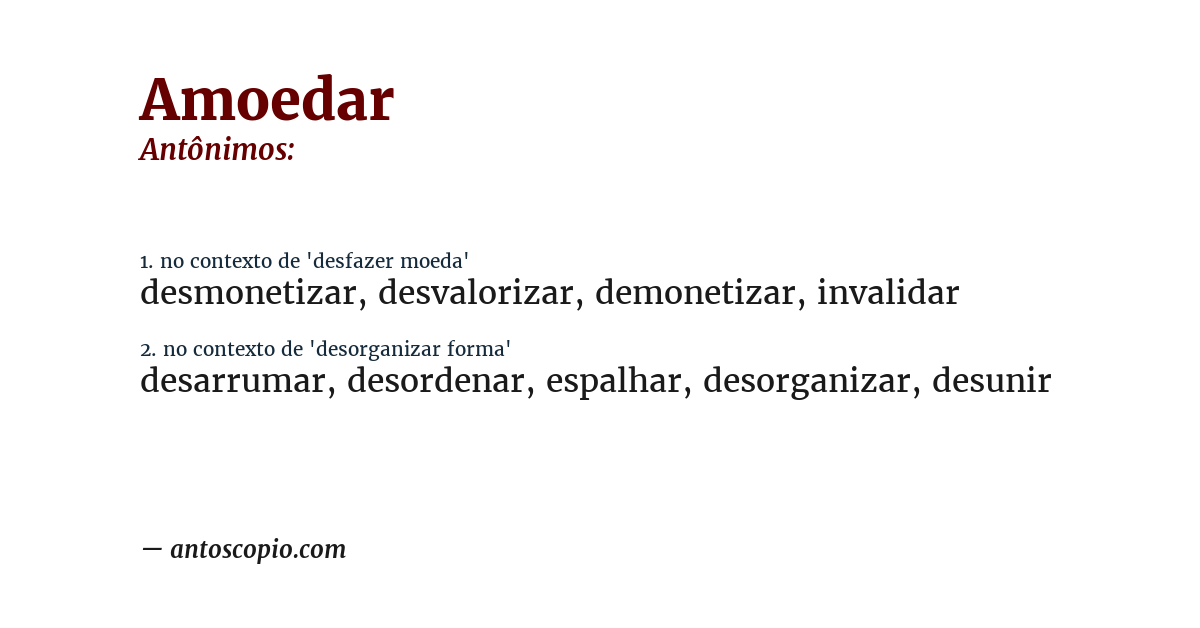 Antônimo de amoedar