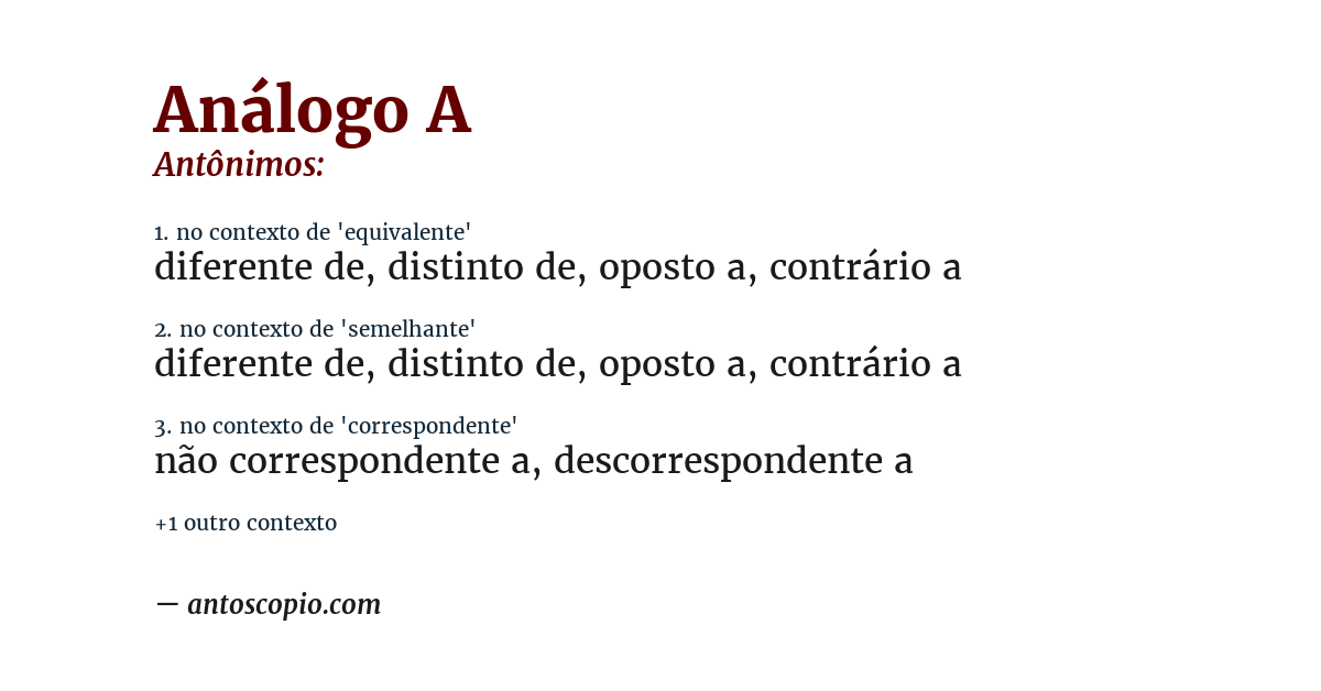 Antônimo de análogo a