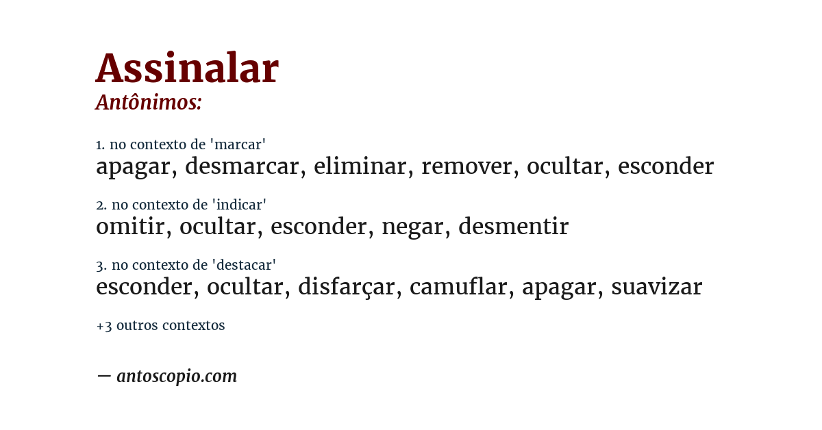 Antônimo de assinalar