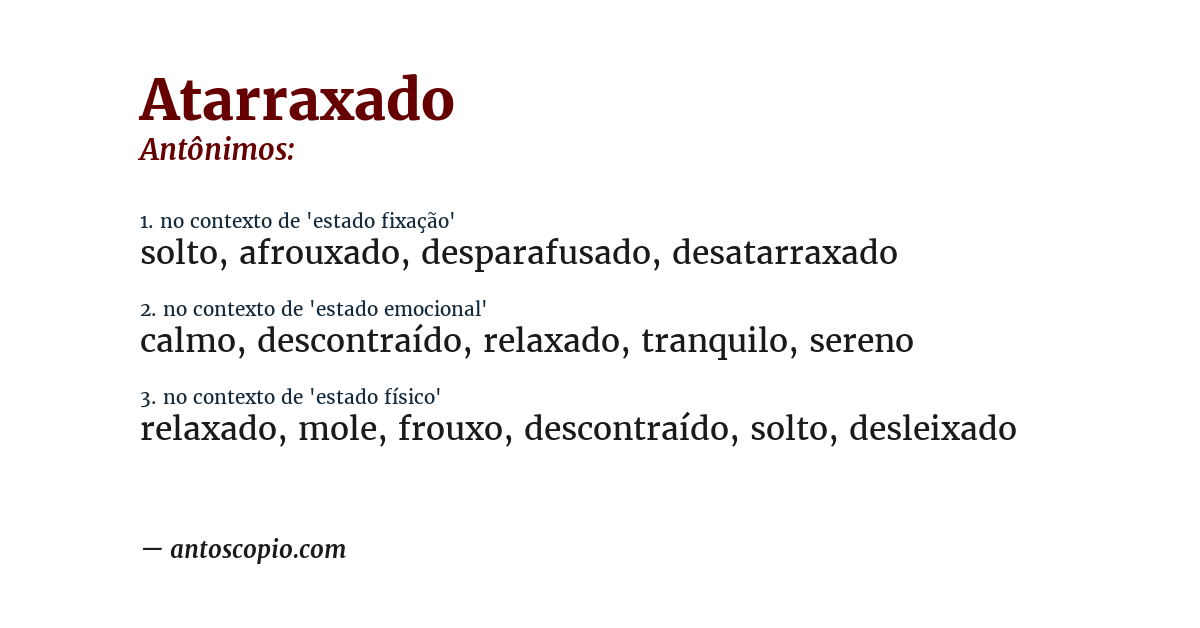 Antônimo de atarraxado