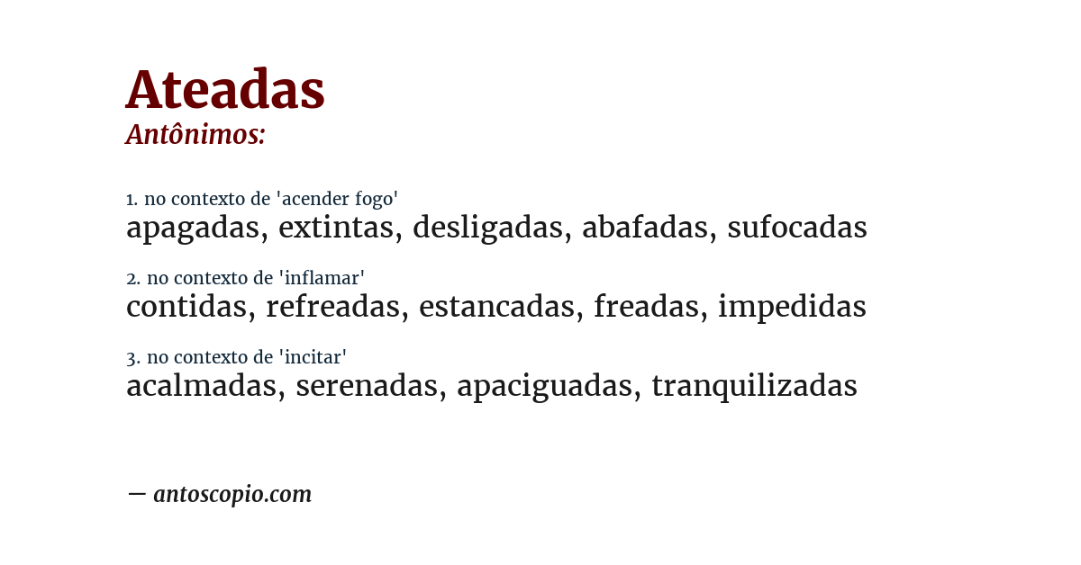 Antônimo de ateadas