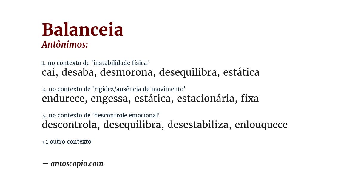 Antônimo de balanceia