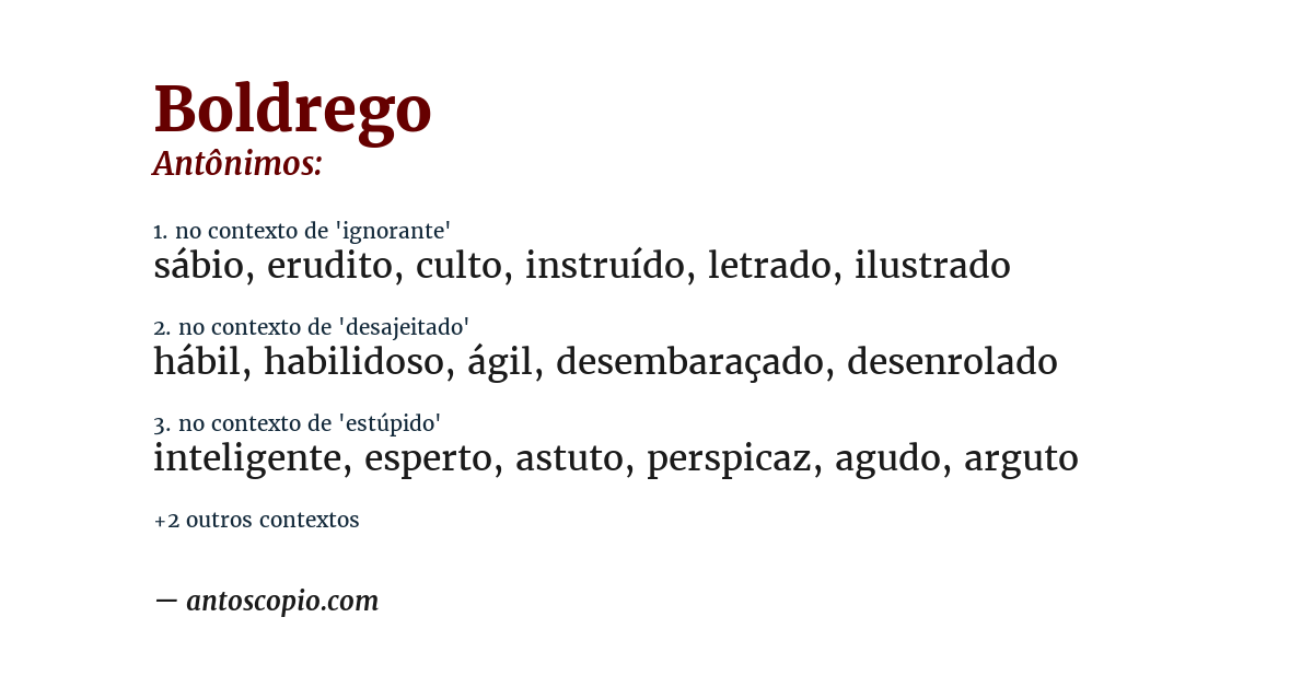 Antônimo de boldrego
