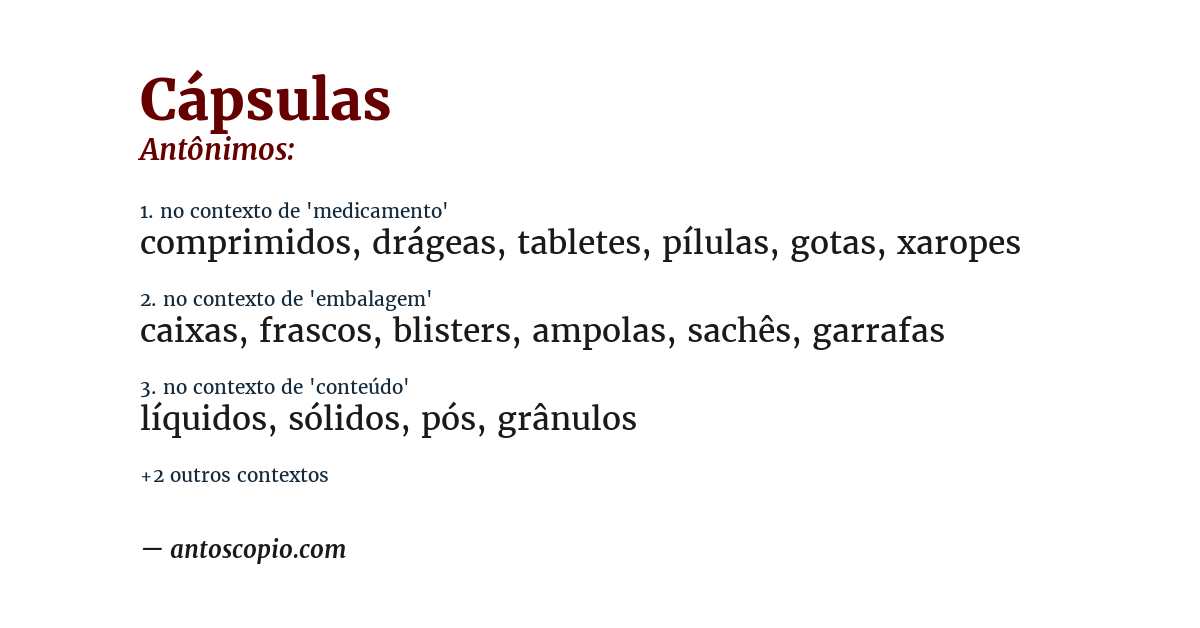 Antônimo de cápsulas