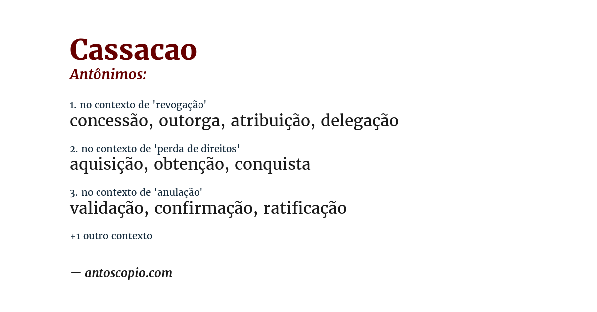 Antônimo de cassacao