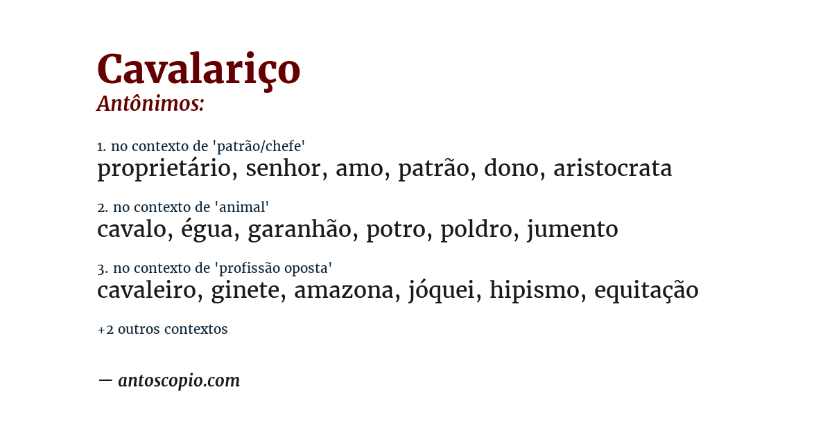 Antônimo de cavalariço