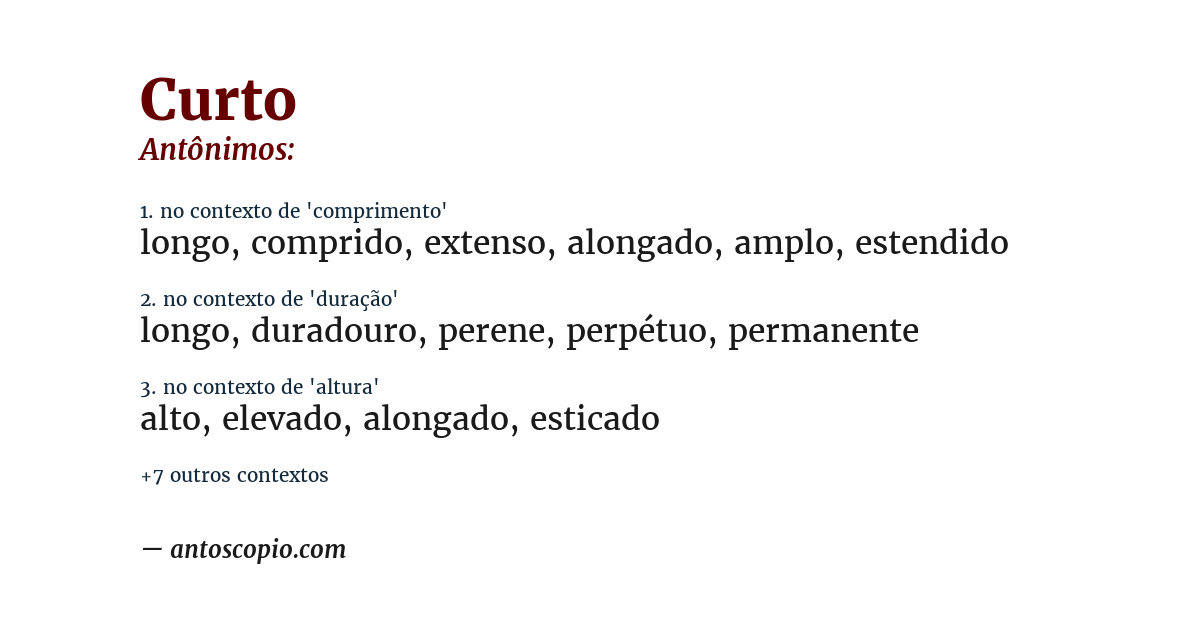 Antônimo de curto