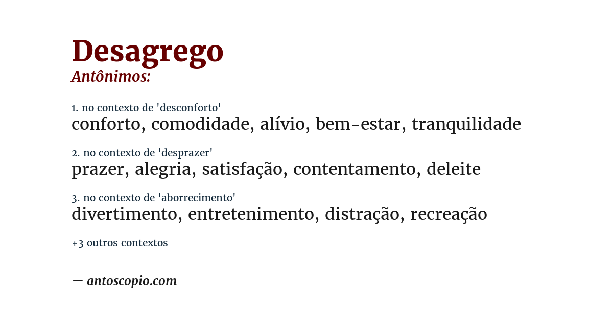 Antônimo de desagrego