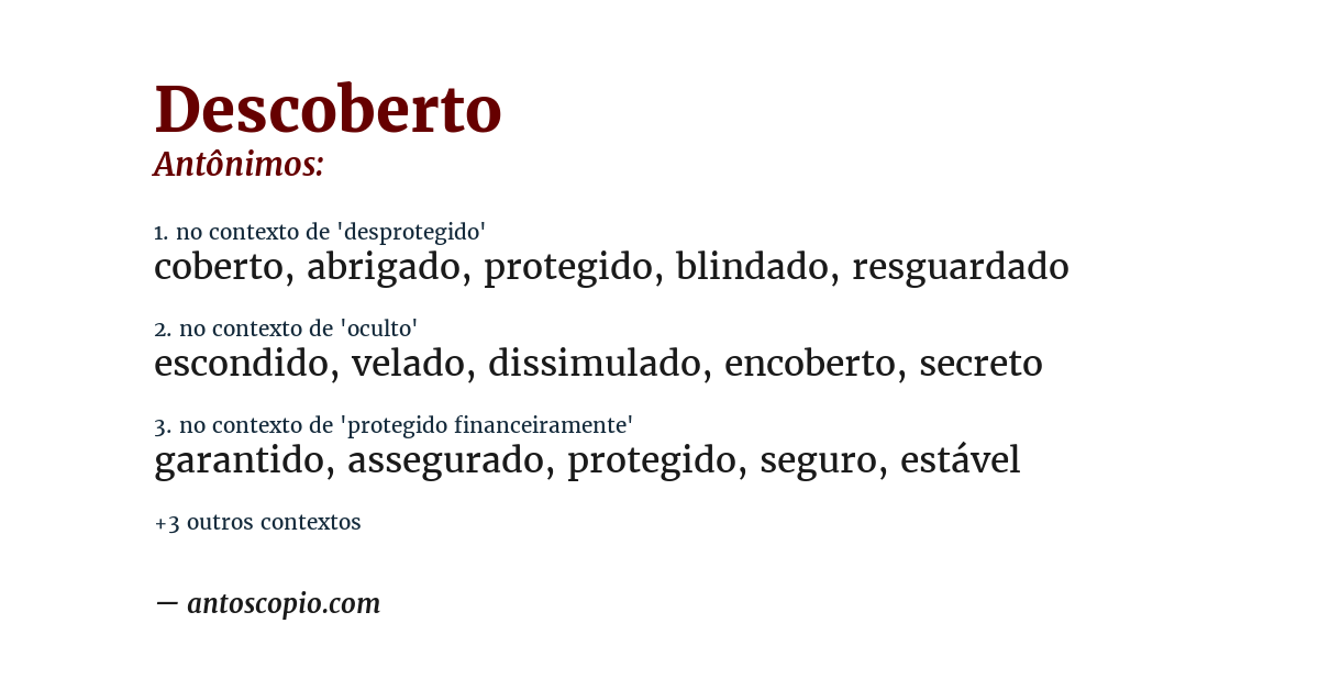 Antônimo de descoberto