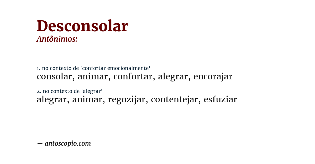 Antônimo de desconsolar
