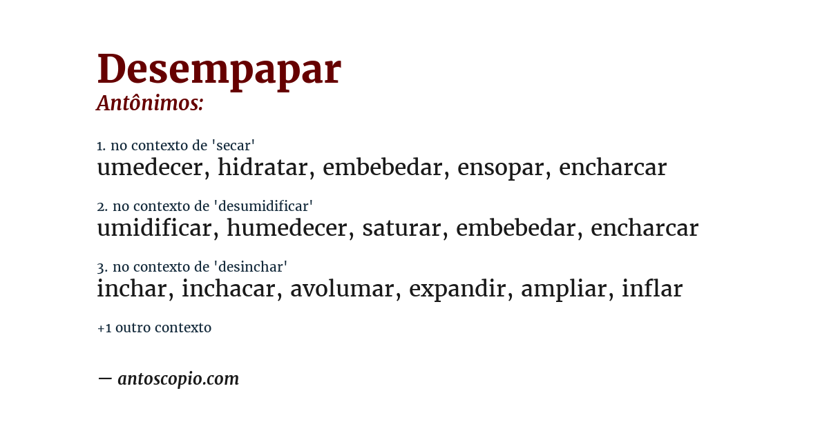 Antônimo de desempapar