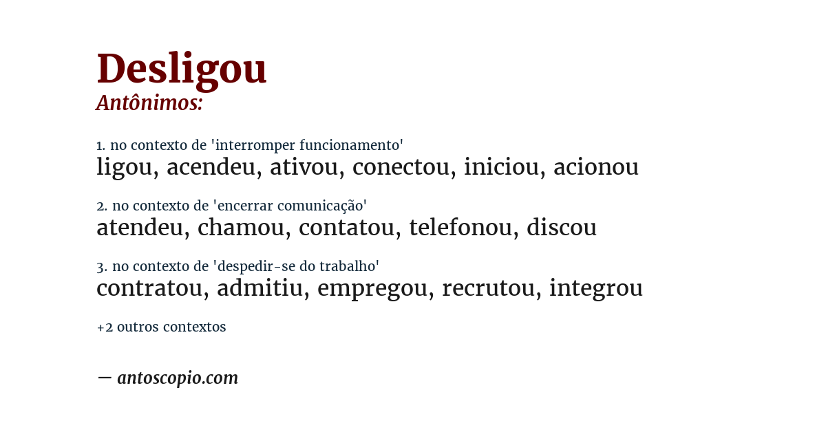 Antônimo de desligou