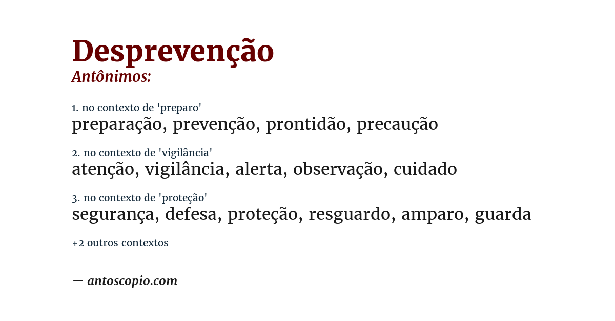 Antônimo de desprevenção