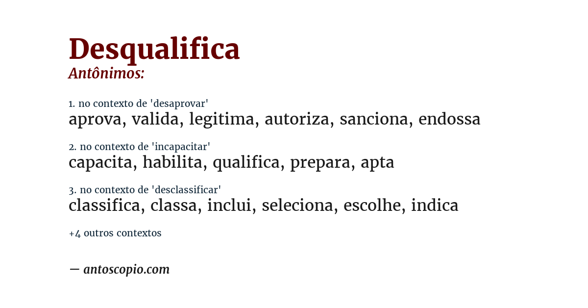 Antônimo de desqualifica