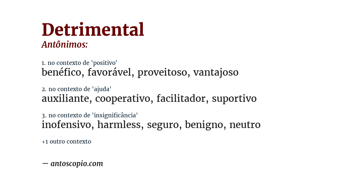 Antônimo de detrimental