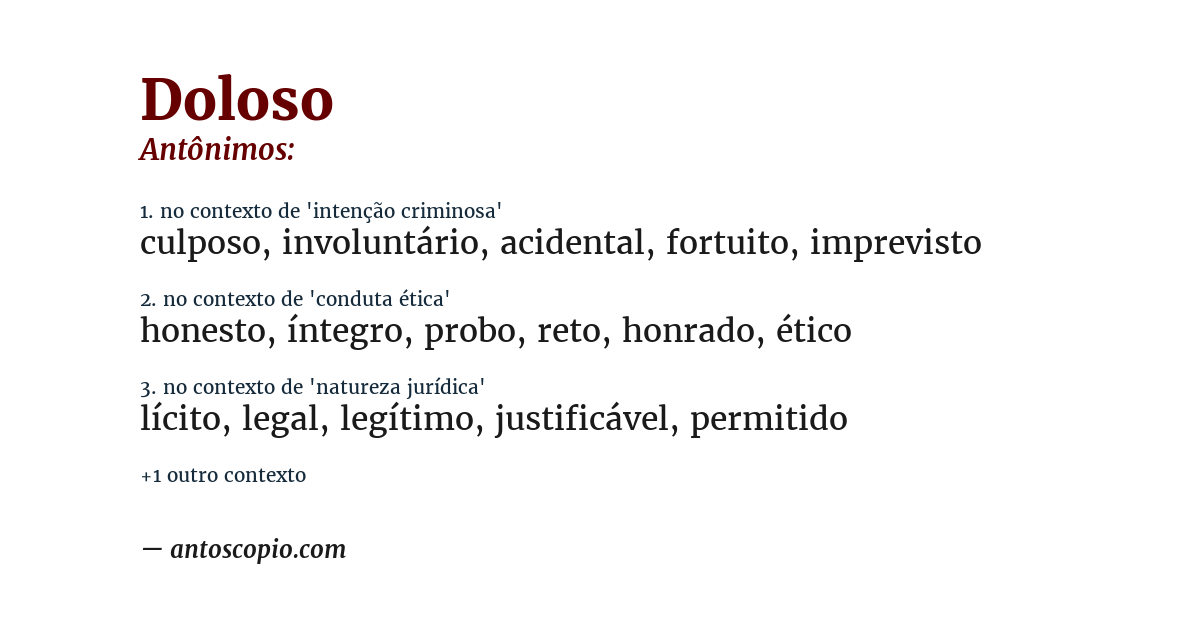 Antônimo de doloso