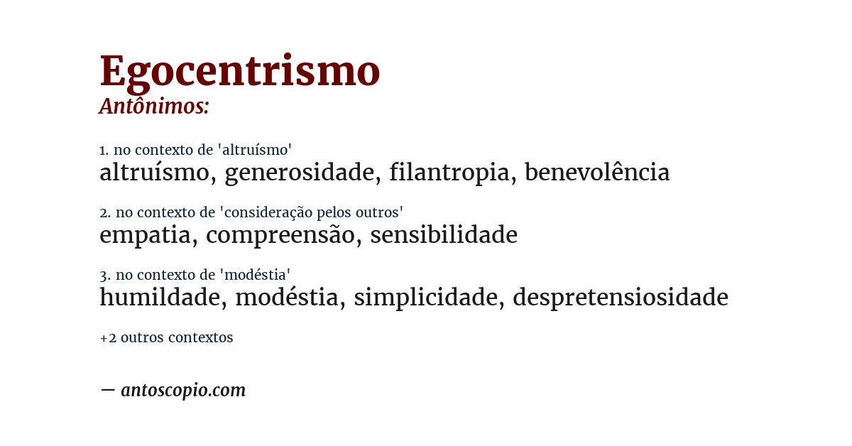 Antônimo de egocentrismo
