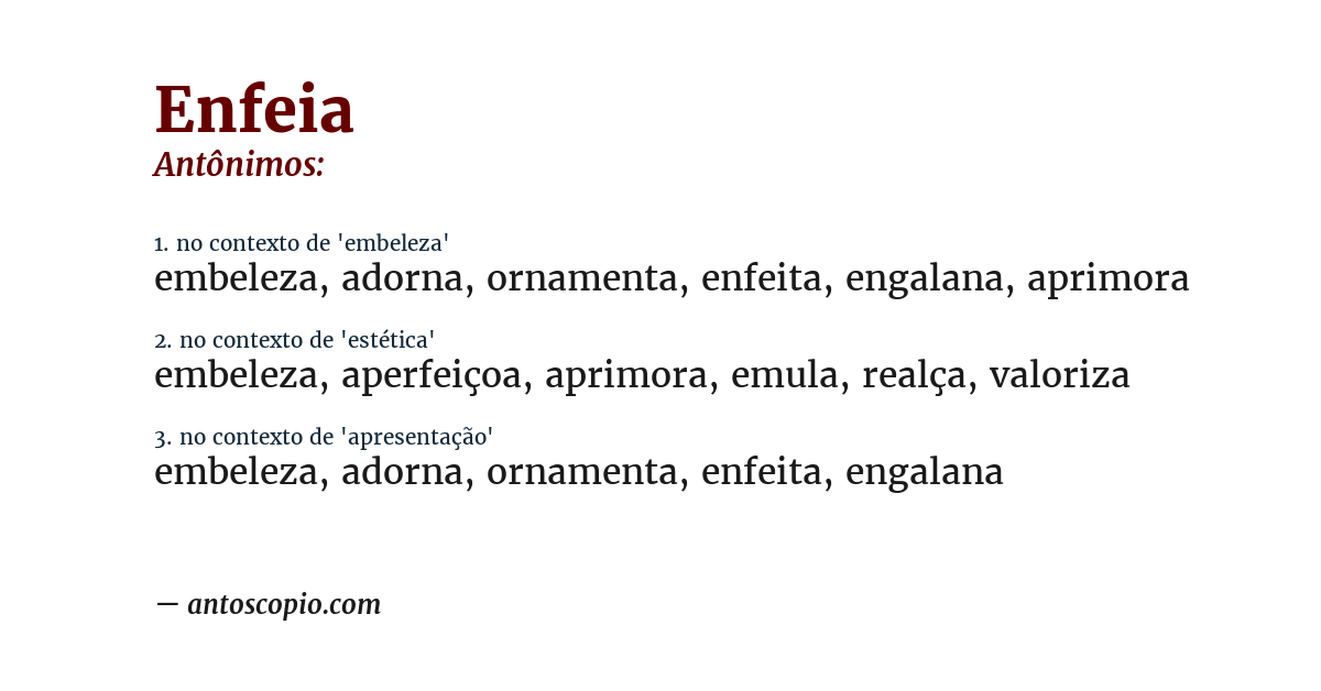 Antônimo de enfeia
