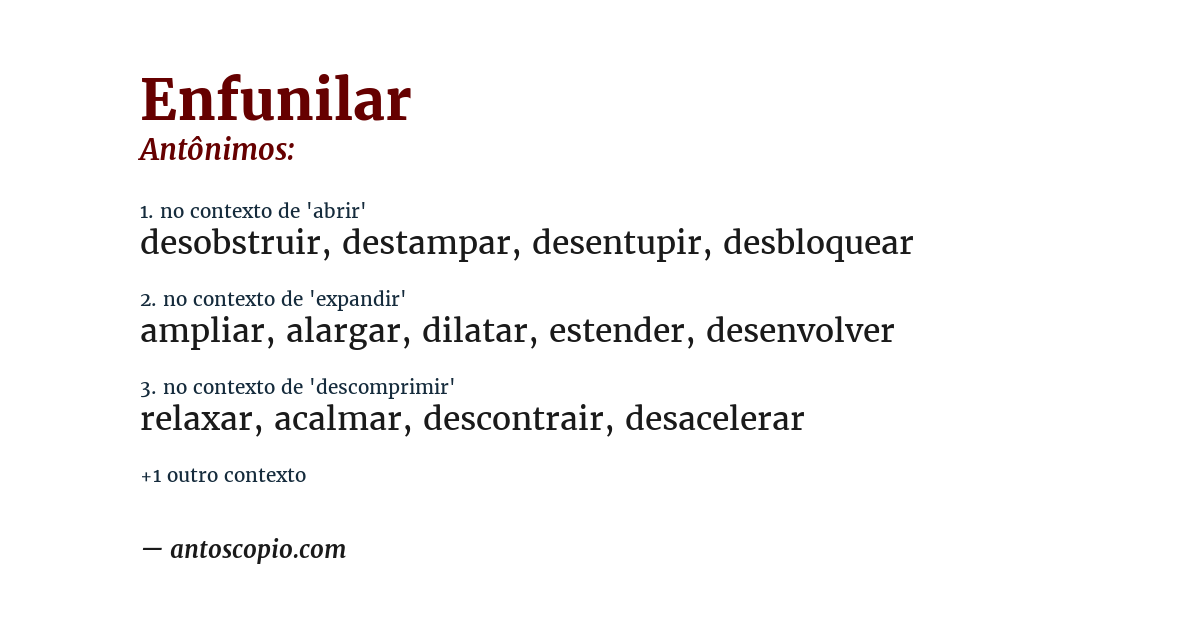 Antônimo de enfunilar