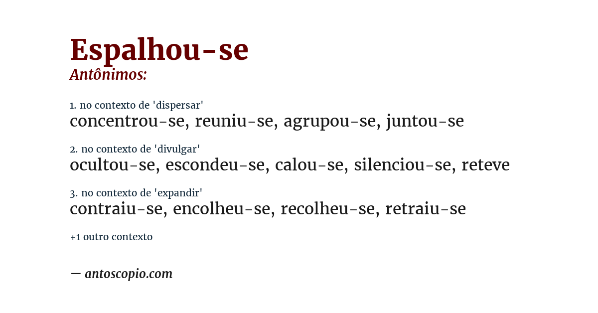 Antônimo de espalhou-se