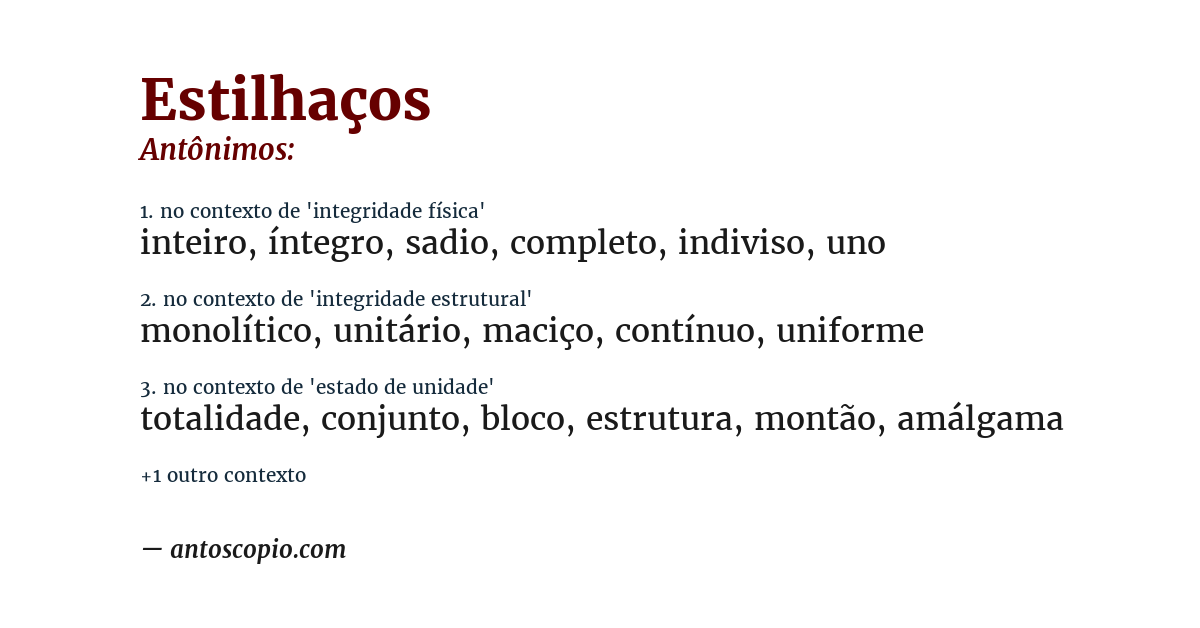 Antônimo de estilhaços