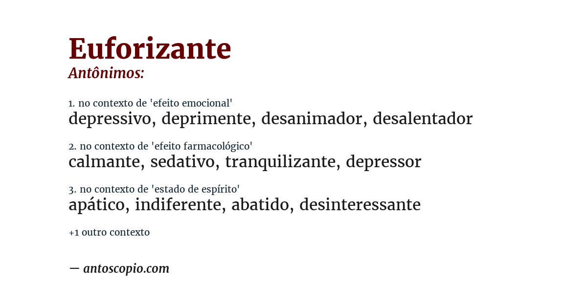 Antônimo de euforizante
