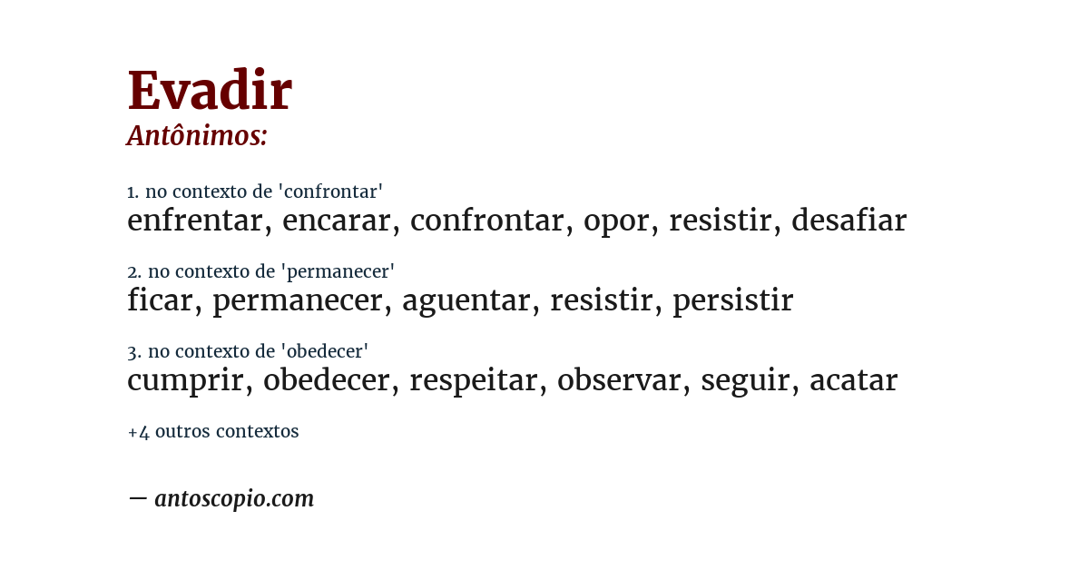Antônimo de evadir