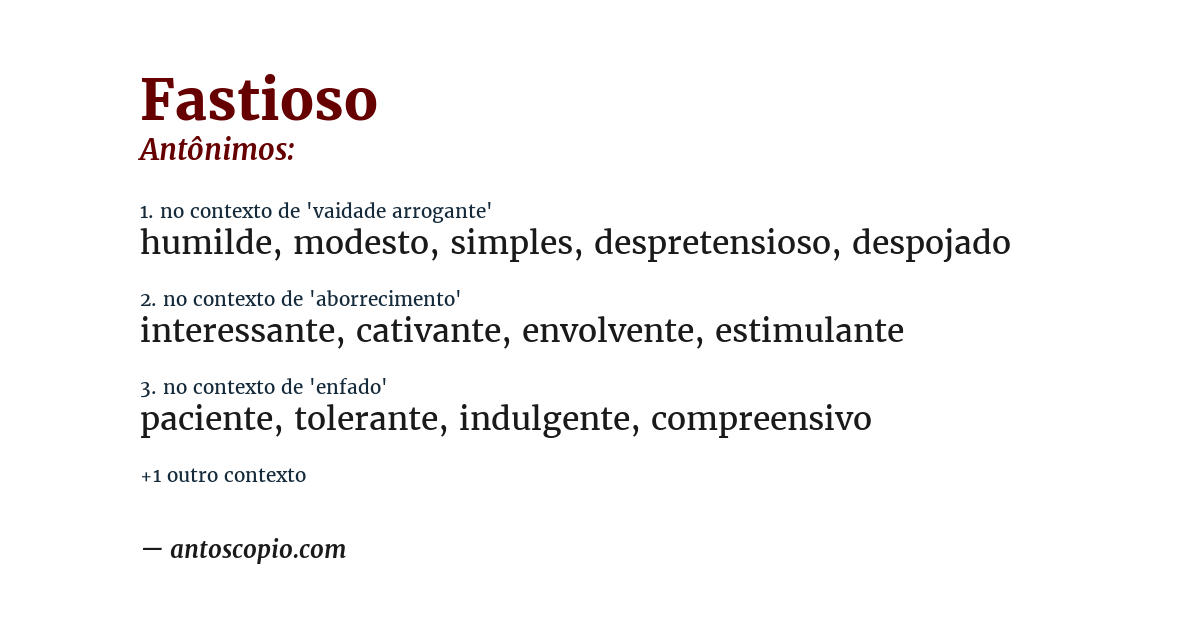 Antônimo de fastioso