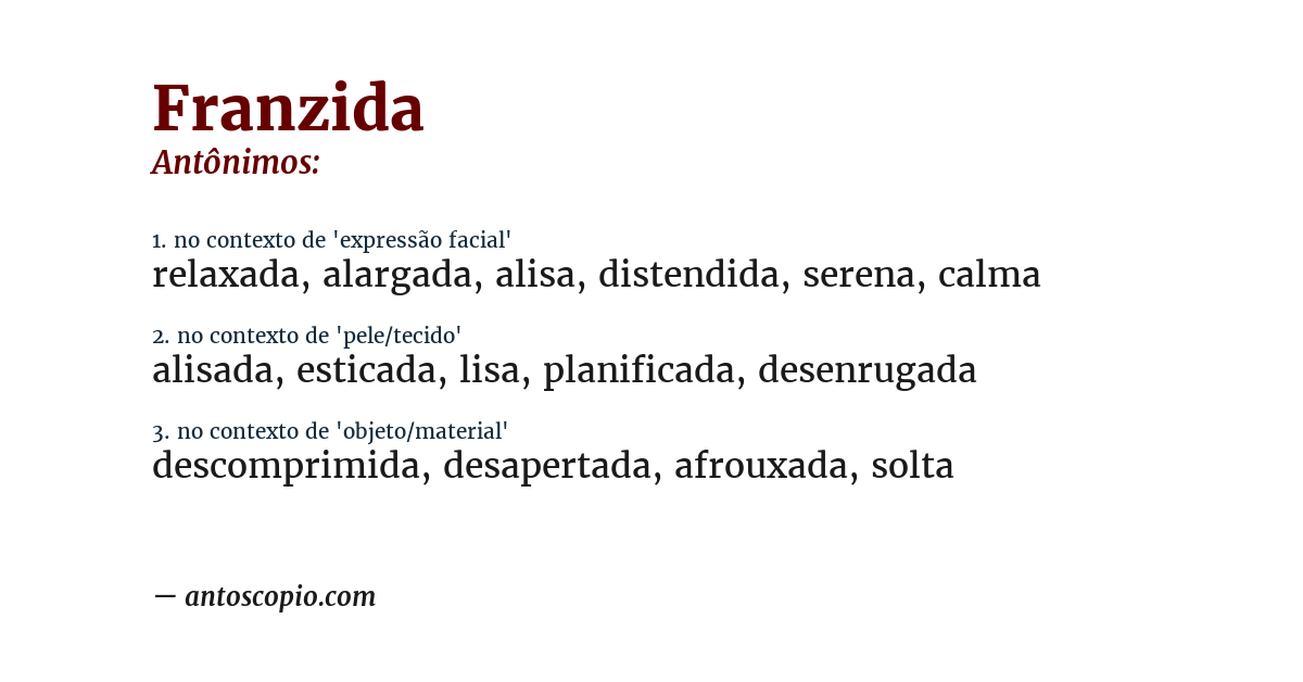 Antônimo de franzida